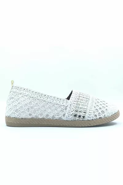 Feles Stone Ballerines en paille détaillée pour femmes BLANC