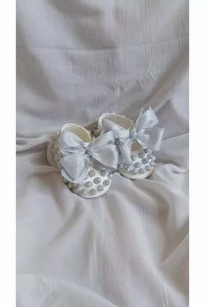 Pasgeboren Baby meisje zilveren stenen schoenen / Baby douchegift / vakantie schoenen / ziekenhuis uitgang