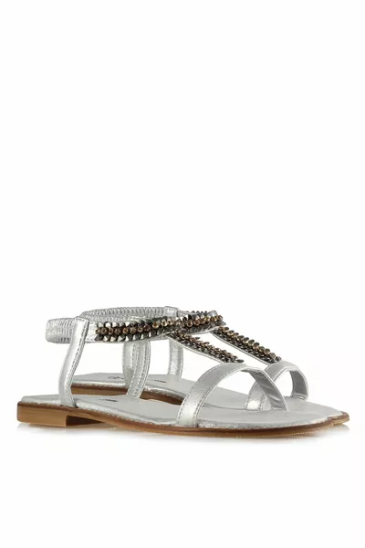 Големи сандали със сребърен камък 