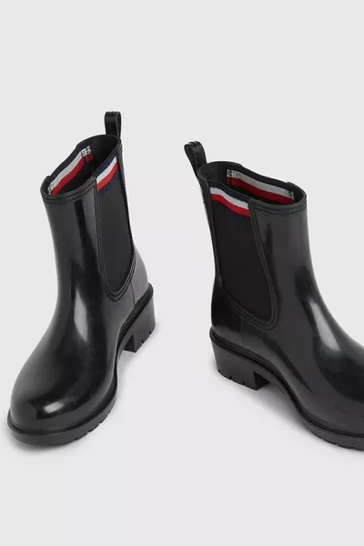 أحذية المطر بشعار نسائي مع لوحة جانبية مرنة