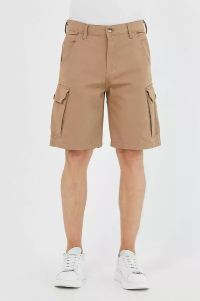 Herren Slim Fit Cargo Tasche Capri Shorts Camel
