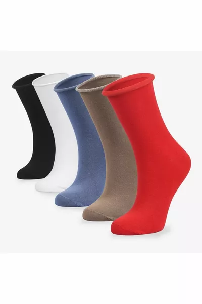Women's 5-Pack Roll Top Elasticated Women's Bamboo Socket Socks