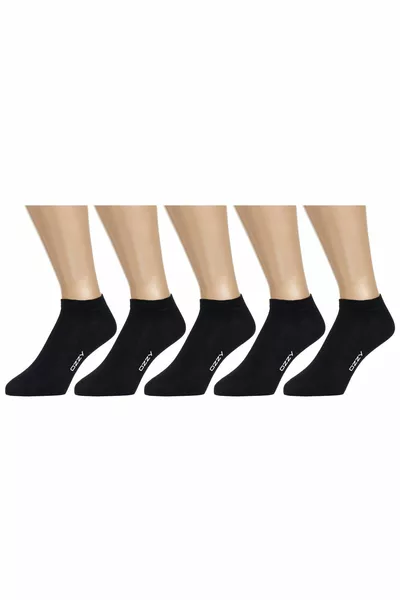 5 أزواج من القطن الأسود غير الملحومة الجوارب الصيف دائم الكعب واصبع القدم