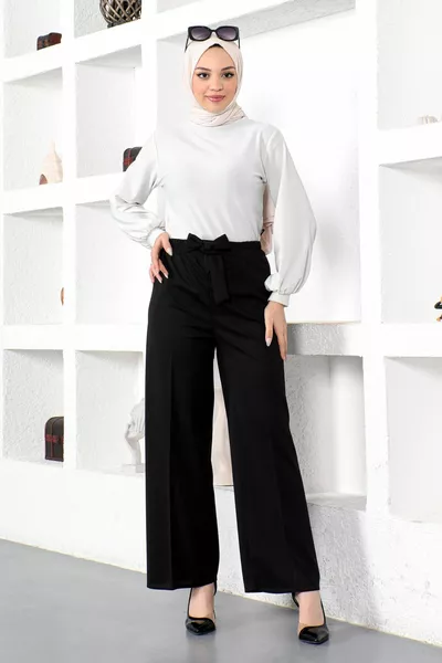 Pantalon large taille élastiquée  noir