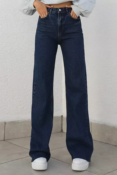 Jeans Shabby Femme Bleu Marine Palazzo