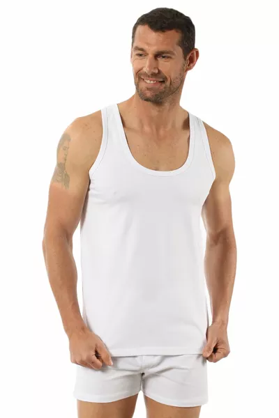 Özkan  Lot de 3 Maillot de corps souple en coton souple côtelé à bretelles épaisses pour homme