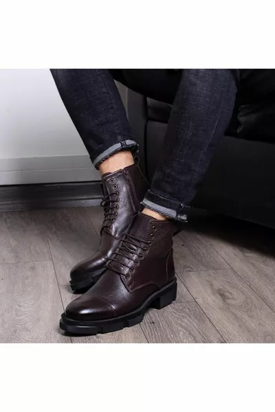 رئيس البريد الرجال براون جلد طبيعي أحذية عارضة