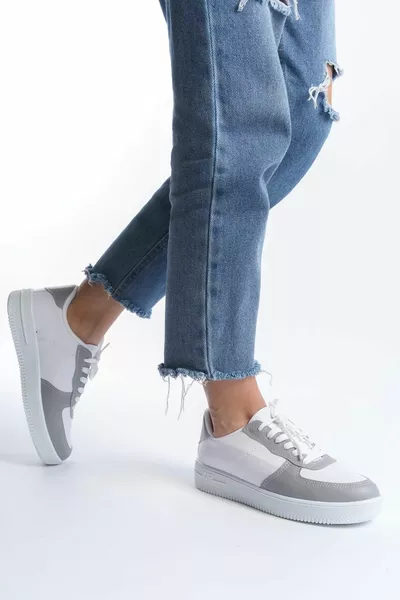 Weiß-Grau Damen Sneaker