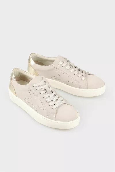 حذاء رياضي نسائي جلد بيج