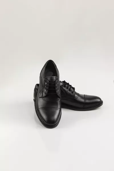 Heren Lederen Zwarte Schoen/Vetersluiting Zwarte Stijlvolle Herenschoenen/Pak Schoenen