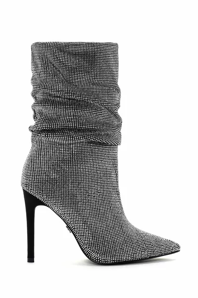 حذاء نسائي بكعب خنجر فضي ts