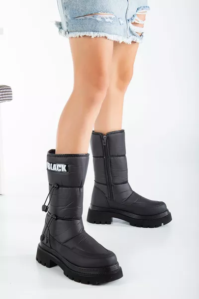 Femmes imperméable style élégant féminin à l’intérieur Miflon 5cm Terman Légère Semelle Bottes de Neige Noir