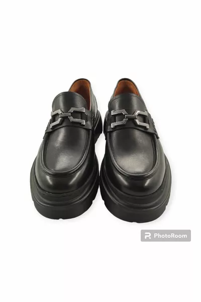  Herren Casual Loafer Schnalle Schwarz