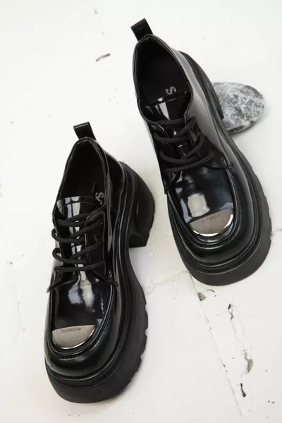 Black Patent Leather Women's Casual Shoes 