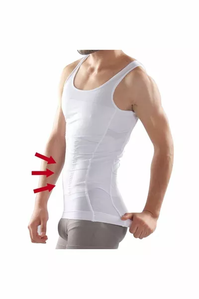 Toscana Men's Anti-Sagging Firming Corset Tank Top White Color