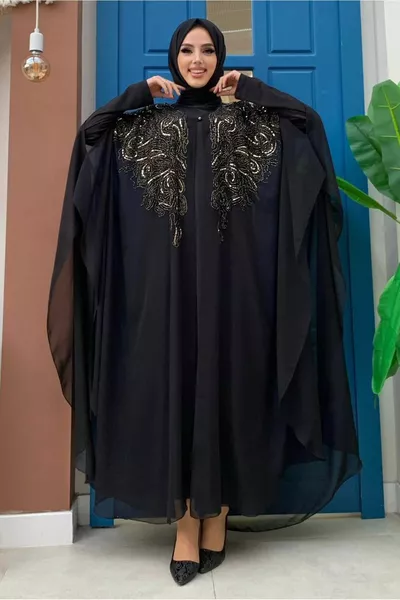 Жените черни пайети пайети бродирани нос вечерна рокля T 