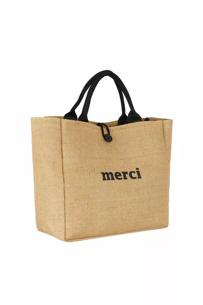 حقيبة شاطئ نسائية بنقشة الخوص Merci مع حزام