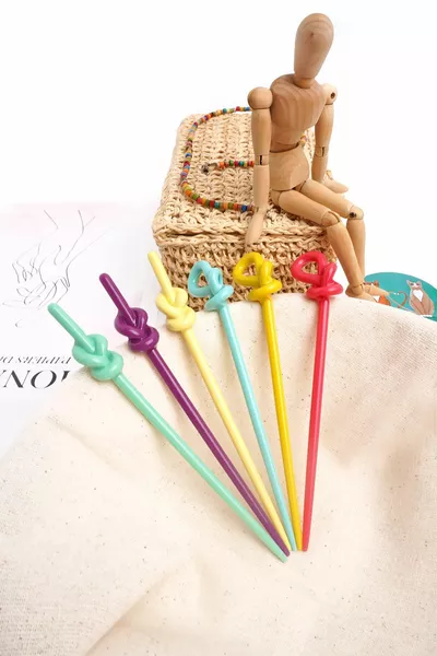 مقبض مشبك نسائي 6 قطع متعدد الألوان للمرأة كعكة عصا