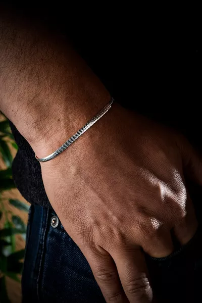 Bracciale in Argento a Spina di Pesce Unisex Modello in Argento Sterling  Bracciale Senza Pietra