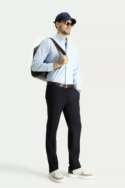 Regular Fit Strijkvrij Katoenen Overhemd met Lange Mouw