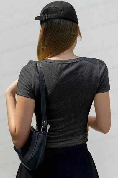 المرأة أنثراسايت يو الرقبة قصيرة الأكمام سروال قصير بلوزة Bodysuit