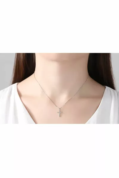 Silver Color Chain Cross Chain Necklace