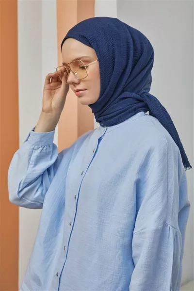 Bürümcük Colore Blu Navy (STRUTTURA LEGGERA CHE NON NECESSITA DI STIRATURA, SPECIALE TEXTURE TRASPIRANTE, MISURA GRANDE, SOTTILE SENSIBILE)