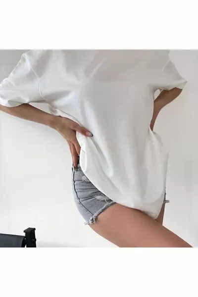 Unisex Printed Cotton White Crew Neck Oversize Boyfriend T-shirt