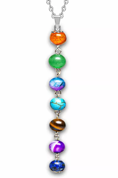 Certified Natural Agate Aventurine Quartz Turquoise Tiger Eye Amethyst Lapis Meditation 7 Chakra Necklace