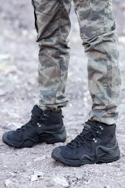 NS ميريديان الجلود الرجال أسود مقاوم للماء الأحذية العسكرية التكتيكية