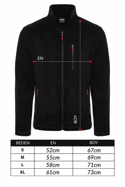 Unisex Black Bato Collar Full Zipper 3 Pockets Outdoor Fleece Jacket