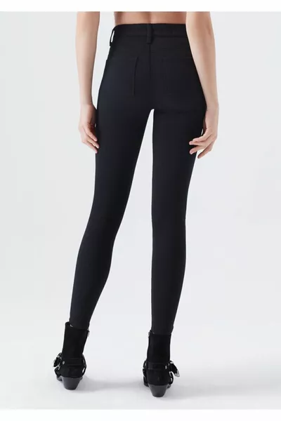Jeans Skinny Nero Raccolta Lycra Vita Alta