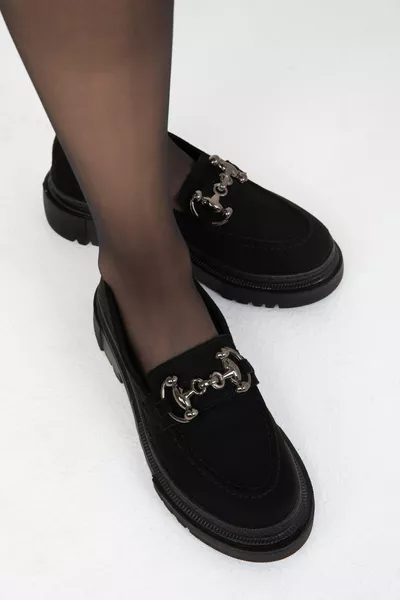 Noir Suede Chaussures Décontractées Femme 