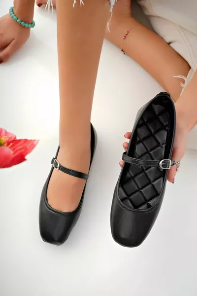 Ballerines pour femmes Noir Sangle Ceinturée Léger Décontracté Élégant Affaires Bureau Casual Chaussures
