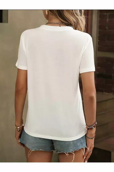 Oversize-T-Shirt mit V-Ausschnitt und Hand-/Herzdruck Shabby Boyfirend