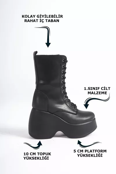 أسود الجلد الجانب سستة الدانتيل متابعة عالية مبطن الكعب الموسمية المرأة أحذية طويلة Bootie