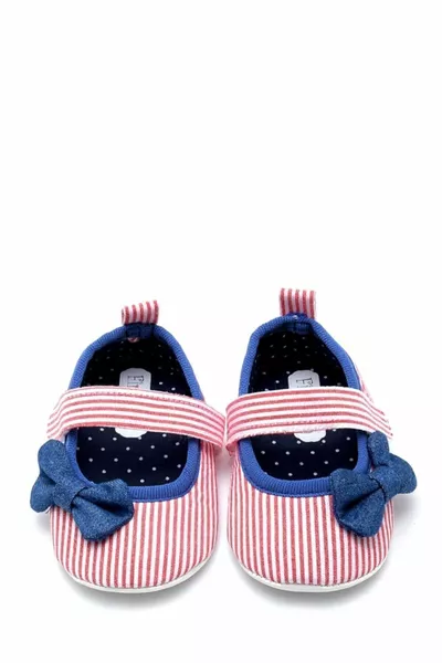 جوارب أطفال مخططة بشريط - أحمر - 