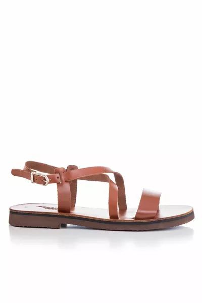 Handmade Genuine Leather Tan Women's Sandals - 