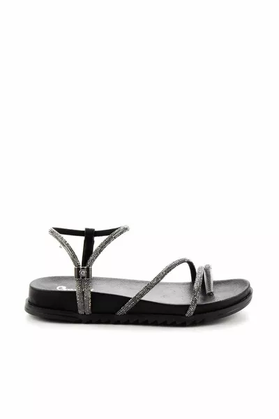 صنادل نسائية من حجر البلاتين الأسود 