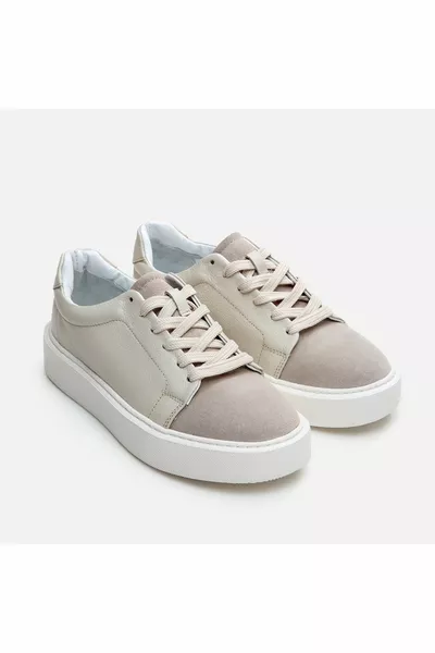 جلد طبيعي بيج أحذية رجالية كاجوال