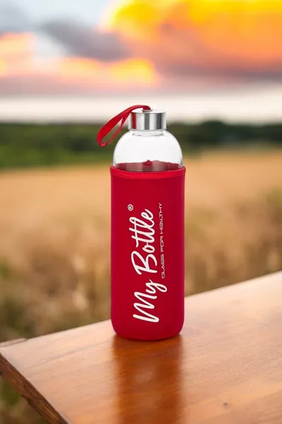 البورسليكات الأحمر مغمد قارورة الزجاج شارب  مل زجاجة ماء زجاجية 0،5 لتر