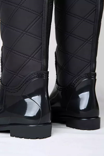 Gewatteerde regenlaarzen voor dames zwart