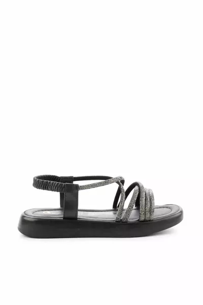 صنادل نسائية من حجر البلاتين الأسود 