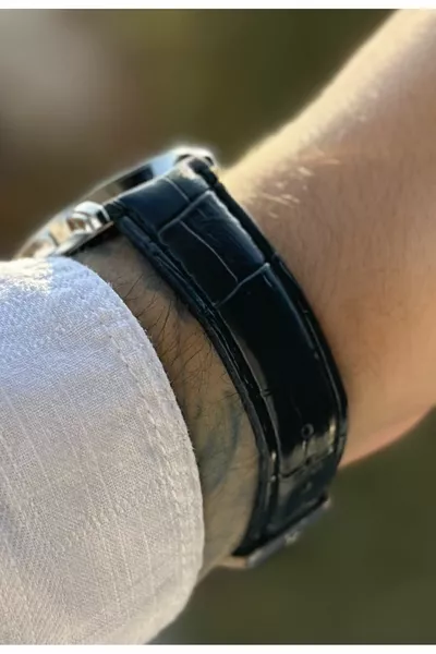 ساعة يد جلدية رجالية