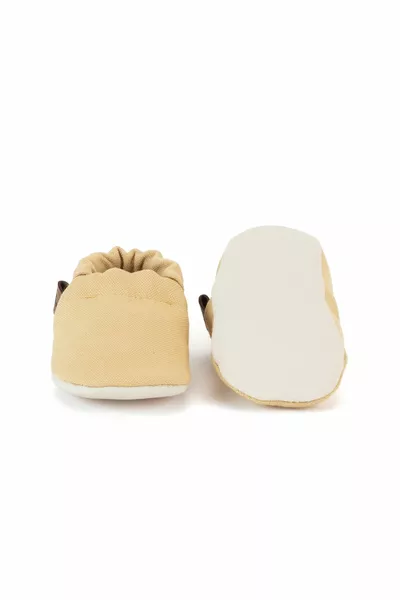 Beige Oeko-Tex Cotton Baby Booties