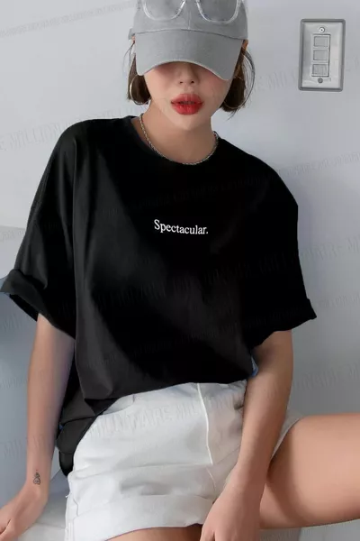 Spektakuläres schwarzes Oversize-T-Shirt von Salas Boyfriend für Damen