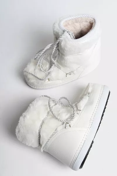 جولة اصبع القدم سميكة وحيد الفراء المرأة أحذية الثلج