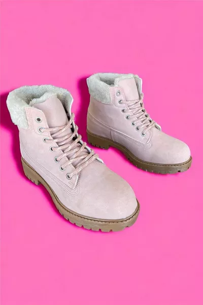 Космати дамски ботуши PINK