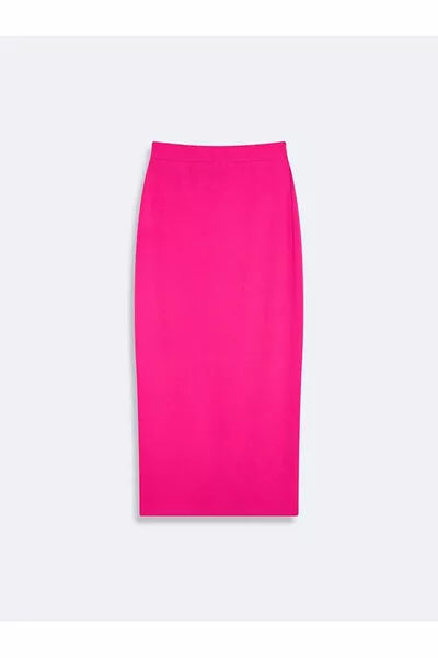 Ribbed Midi Pencil Pink Skirt