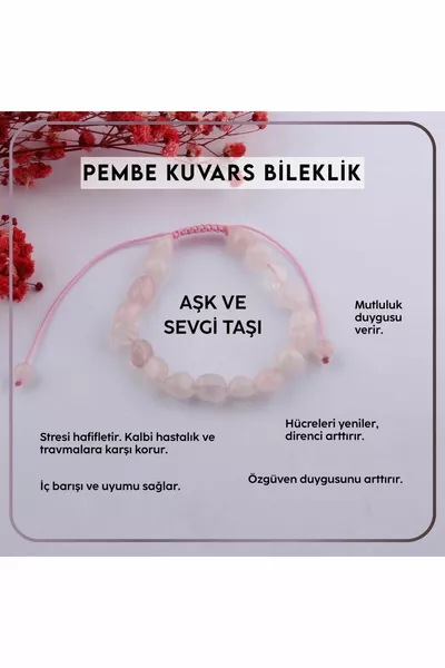 Zertifiziertes Rosaquarz-Natursteinarmband (LOVE AND LOVE STONE)